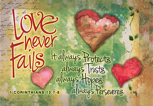 Pass It On Cards: Love Never Fails (8 pack)